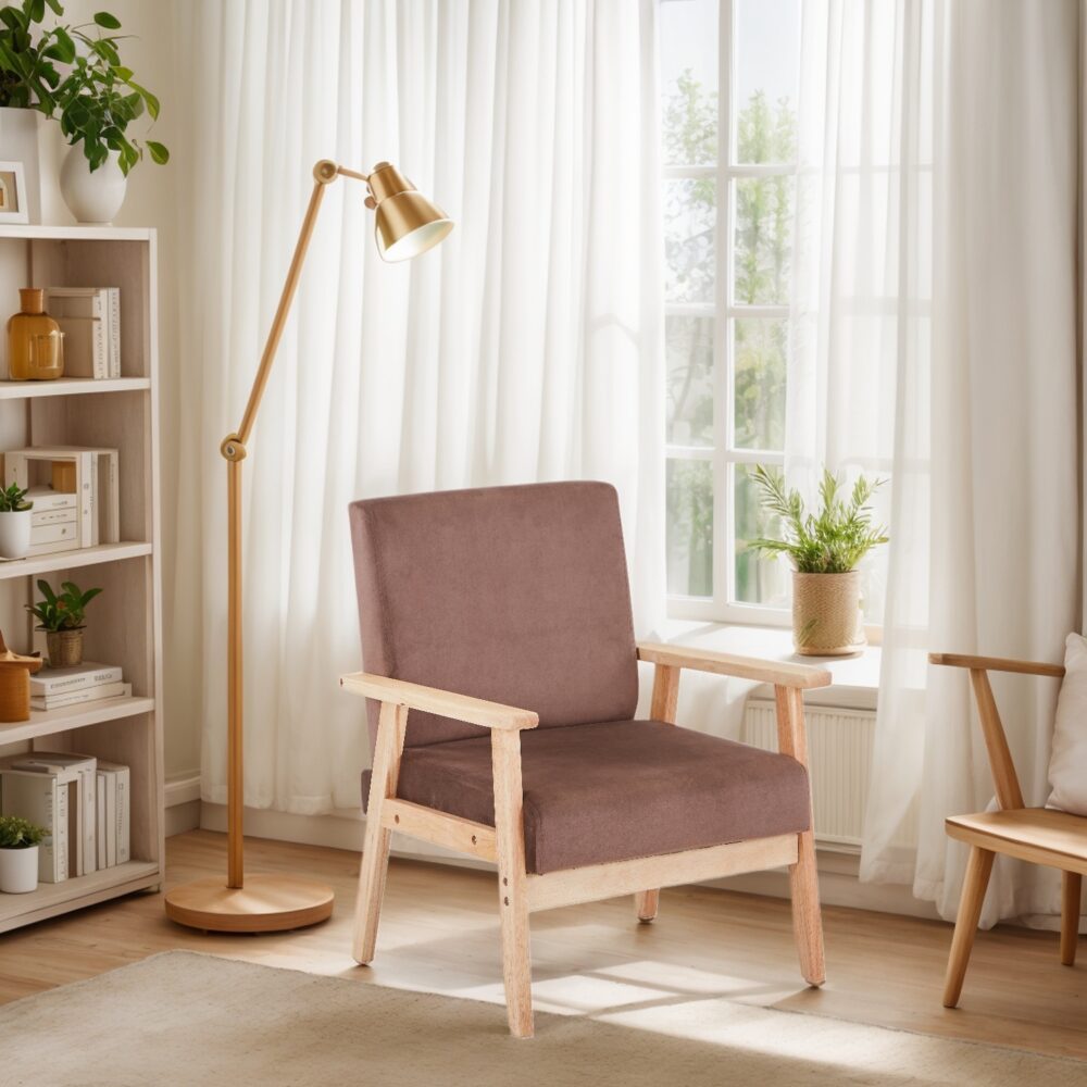 Velvet Accent Chair Relaxing Armchair With Solid Wood Frame For Living Room - Image 8