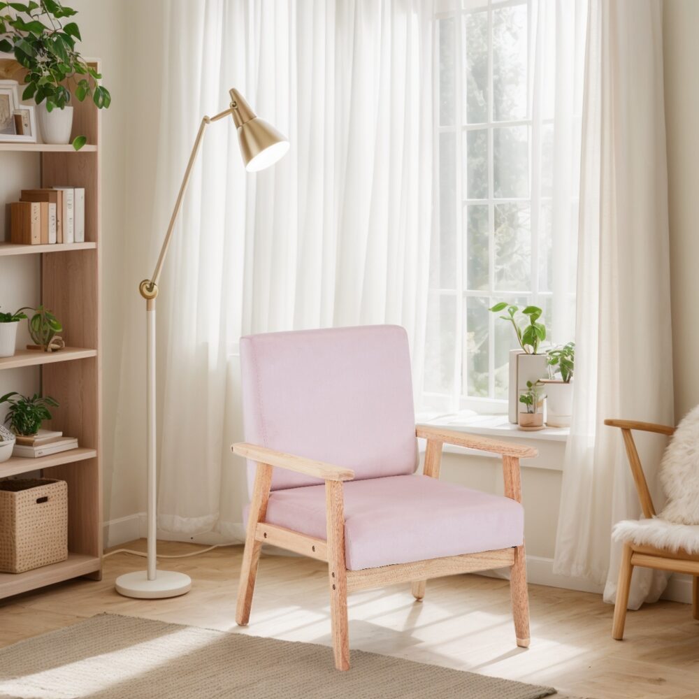 Velvet Accent Chair Relaxing Armchair With Solid Wood Frame For Living Room - Image 9