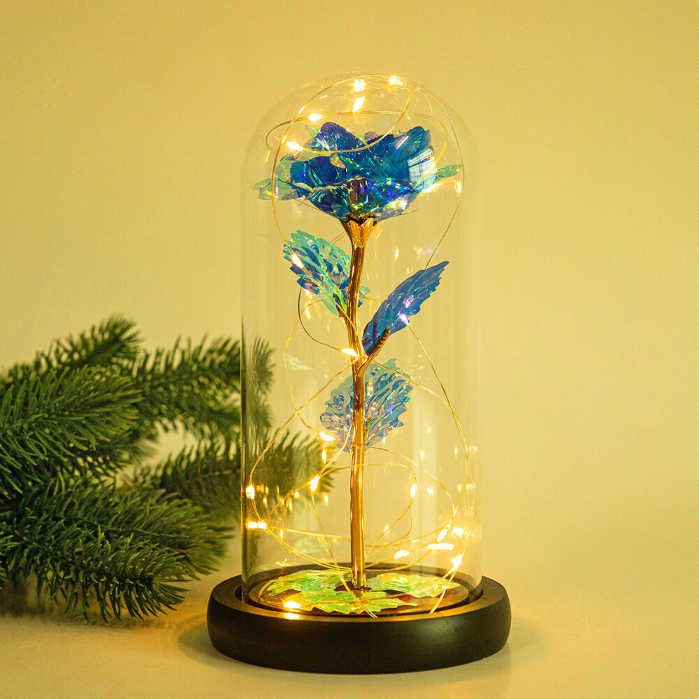 Enchanted Forever Rose Flower in Glass LED Light Christmas Decoration - Image 7