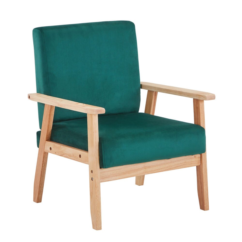 Velvet Accent Chair Relaxing Armchair With Solid Wood Frame For Living Room - Image 5