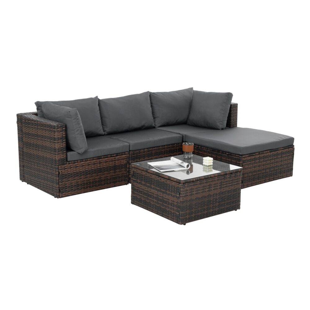 Patio Furniture, Outdoor Furniture, Seasonal PE Wicker Furniture, 5 Set Wicker Furniture With Temper - Image 5