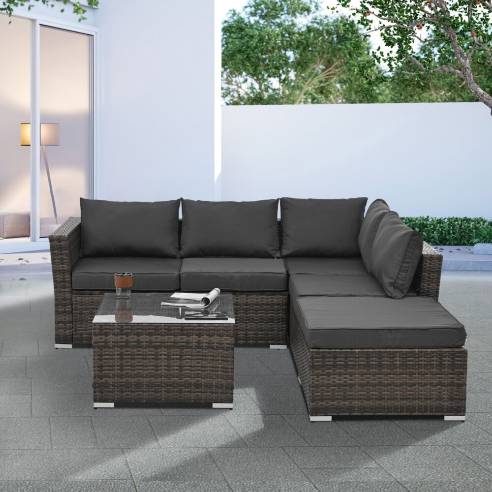 Patio Furniture, Outdoor Furniture, Seasonal PE Wicker Furniture, 4 Set Wicker Furniture With Temper - Image 10
