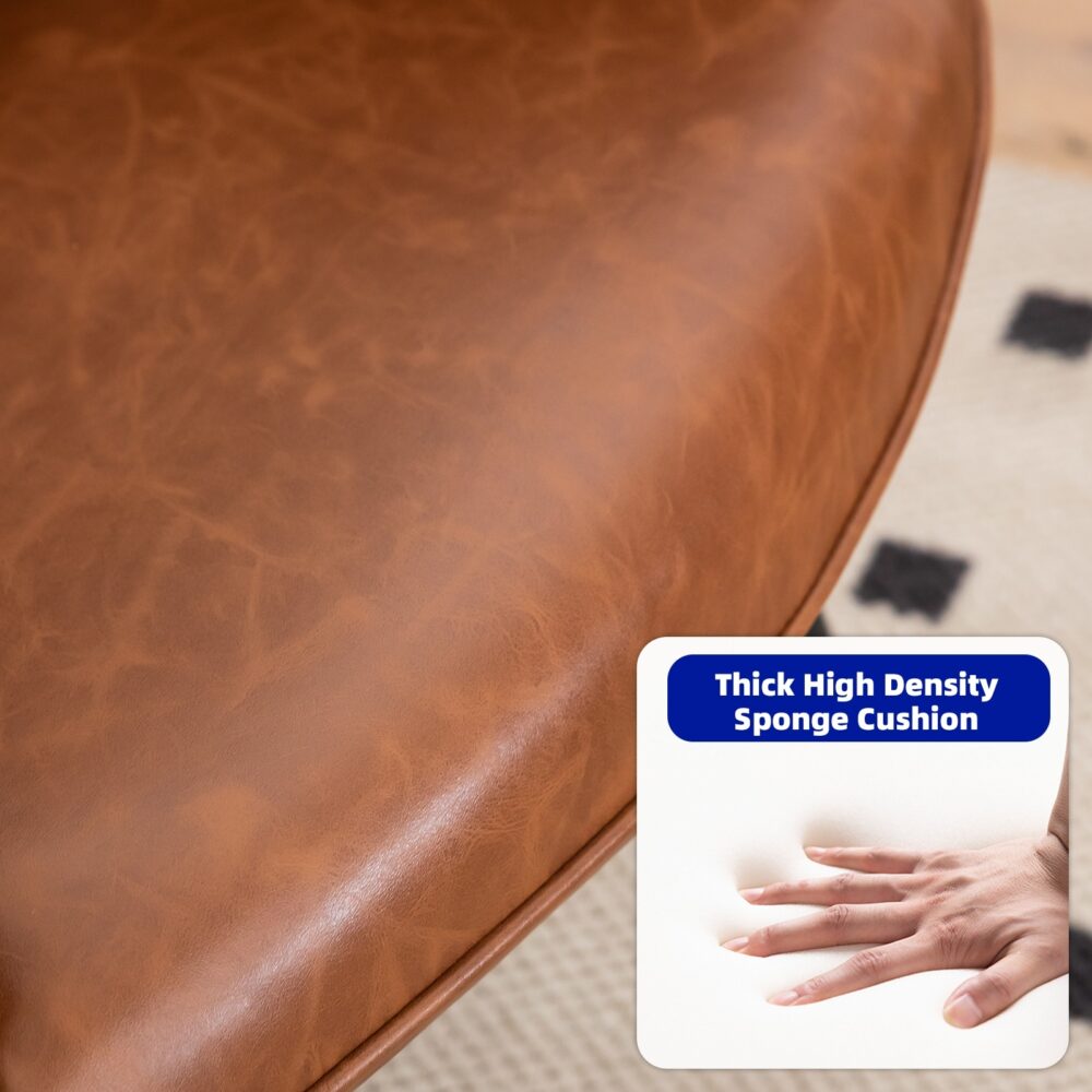 Bonded Leather Armchair, Modern High Back Accent Chair With Metal Legs - Image 6