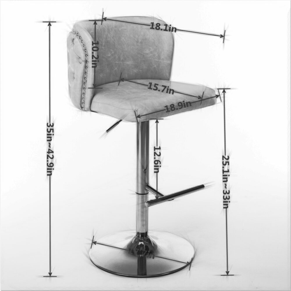 A A Furniture Swivel Barstools Adjustable Height, Modern PU Upholstered Stools - Image 7