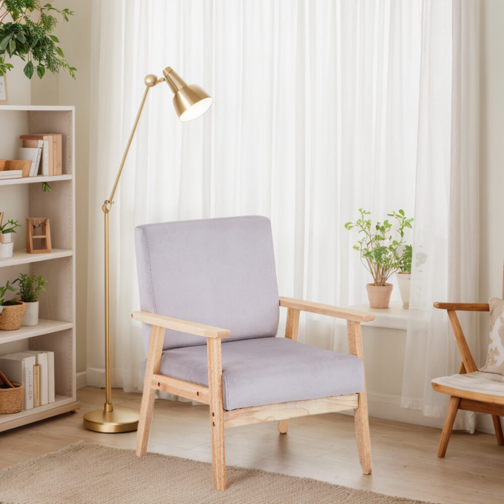 Velvet Accent Chair Relaxing Armchair With Solid Wood Frame For Living Room - Image 6