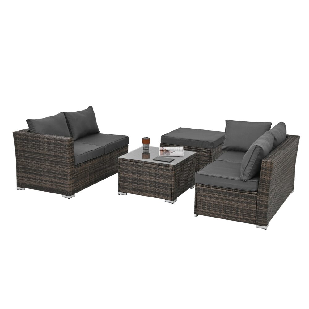 Patio Furniture, Outdoor Furniture, Seasonal PE Wicker Furniture, 4 Set Wicker Furniture With Temper - Image 3