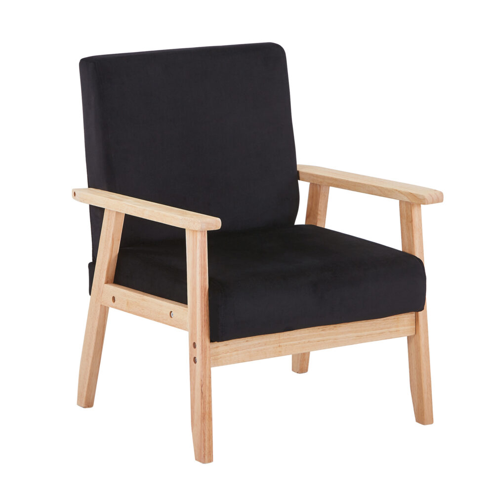 Velvet Accent Chair Relaxing Armchair With Solid Wood Frame For Living Room - Image 7