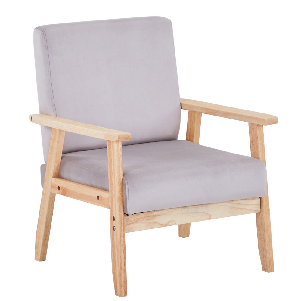 Velvet Accent Chair Relaxing Armchair With Solid Wood Frame For Living Room - Image 2